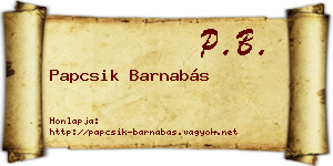 Papcsik Barnabás névjegykártya